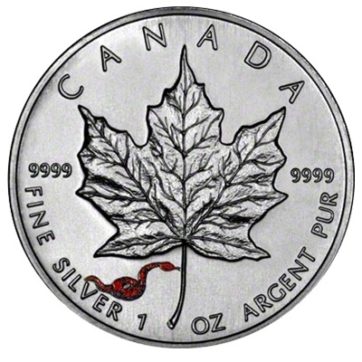 2001 1oz Silver Maple - SNAKE Privy (Coloured)
